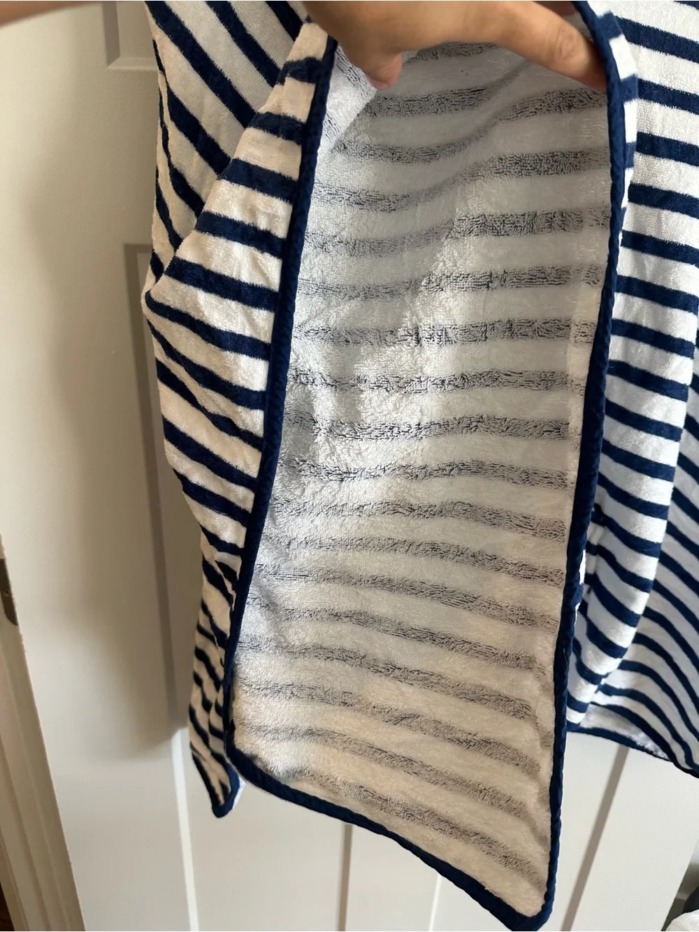 Pottery Barn Teen Navy and White Striped Hooded Towel Poncho